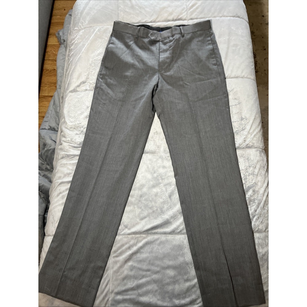 Egara Men's Gray Dress Pants Slim Fit 100% Wool Size 34